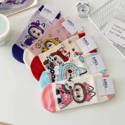 Set 10 Đôi Tất Cổ Ngắn Labubu Cute, Vớ Họa Tiết Thú Cưng Dành Cho Người Lớn, Cotton Thoáng Khí 2