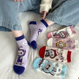 Set 10 Đôi Tất Cổ Ngắn Labubu Cute, Vớ Họa Tiết Thú Cưng Dành Cho Người Lớn, Cotton Thoáng Khí 8