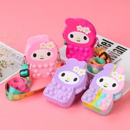 [Mới] Túi xách silicon đeo chéo hình gấu nâu cho bé thời trang đựng bao bì lì xì, mỹ phẩm túi tỏi 6