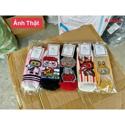 Set 10 Đôi Tất Cổ Ngắn Labubu Cute, Vớ Họa Tiết Thú Cưng Dành Cho Người Lớn, Cotton Thoáng Khí 9
