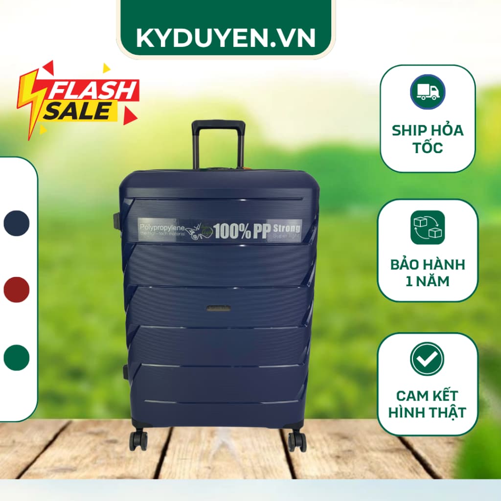 Vali Kéo Nhựa LEAVES KING 2003 100% PP Siêu Nhẹ, Chống Bể Vỡ, Bánh Xe Kép Xoay 360 Độ, Khóa Số TSA - Kỳ Duyên