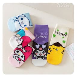 Set 10 Đôi Tất Trẻ Em Disney/Sanrio Cổ Ngắn Mix Màu, Vớ Cotton Thoáng Khí Họa Tiết Hoạt Hình Dễ Thương Cho Bé 1-12 Tuổi 3