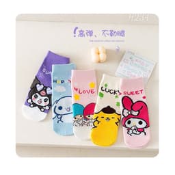 Set 10 Đôi Tất Trẻ Em Disney/Sanrio Cổ Ngắn Mix Màu, Vớ Cotton Thoáng Khí Họa Tiết Hoạt Hình Dễ Thương Cho Bé 1-12 Tuổi 2