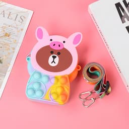 [Mới] Túi xách silicon đeo chéo hình gấu nâu cho bé thời trang đựng bao bì lì xì, mỹ phẩm túi tỏi 2