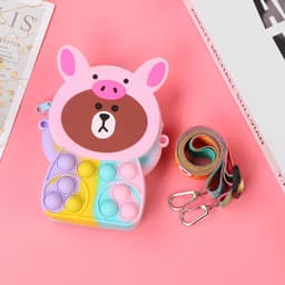 [Mới] Túi xách silicon đeo chéo hình gấu nâu cho bé thời trang đựng bao bì lì xì, mỹ phẩm túi tỏi 3