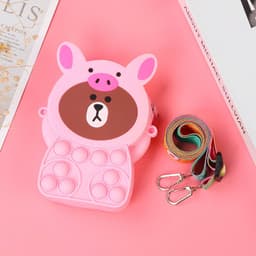 [Mới] Túi xách silicon đeo chéo hình gấu nâu cho bé thời trang đựng bao bì lì xì, mỹ phẩm túi tỏi 4