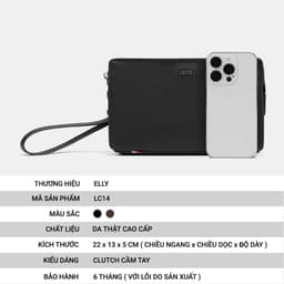 Túi Clutch Nam LECOS LC14 Da Cao Cấp Quai Đeo Cổ Tay Tiện Lợi Dự Tiệc 4