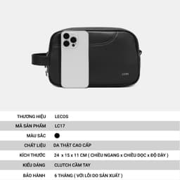 Túi Clutch Nam LECOS LC17 Da Bò Thật Phom Cứng Cáp May Tay Tỉ Mỉ 4