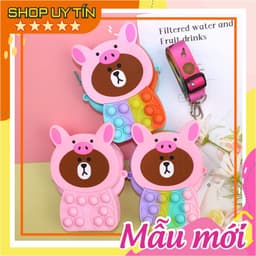 [Mới] Túi xách silicon đeo chéo hình gấu nâu cho bé thời trang đựng bao bì lì xì, mỹ phẩm túi tỏi 1