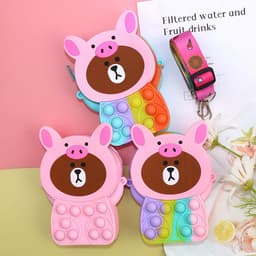 [Mới] Túi xách silicon đeo chéo hình gấu nâu cho bé thời trang đựng bao bì lì xì, mỹ phẩm túi tỏi 5