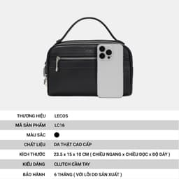 [4-25/9 TẶNG QUÀ TRUNG THU 599K] Ví Cầm Tay Nam LECOS LC16 Da Thật Da Bò Thật Nhiều Ngăn Để Tiền Thẻ Lịch Lãm 5