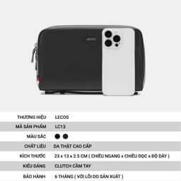[4-25/9 TẶNG QUÀ TRUNG THU 599K] Ví Cầm Tay Nam LECOS LC13 Ví Clutch Kẹp Nách Nam Da Cao Cấp Chống Xước Chống Thấm Nước 4
