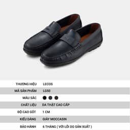 Giày Moccasin Nam LECOS LG50 Da Bò Thật Lót Thoáng Khí Khử Mùi Tốt 4
