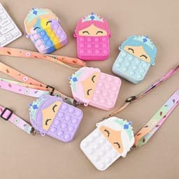 [Mới] Túi xách silicon đeo chéo hình công chúa cho bé thời trang đựng bao bì lì xì, mỹ phẩm túi tỏi 9