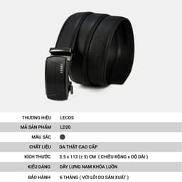 [4-25/9 TẶNG QUÀ TRUNG THU 599K] Thắt Lưng Nam LECOS LD20 Da Bò Thật May Viền Chống Bong Tróc Gãy Gập 3