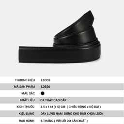 Thắt Lưng Nam LECOS LDB26 Da Bò Nguyên Tấm Da Mềm Mịn Không Gãy Nếp Bản 3.5cm 2