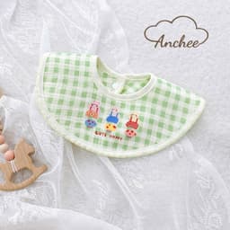 Yếm họa tiết Hàn cao cấp họa tiết in nhiệt, dáng cổ tròn, hoa, vuông đáng yêu chất liệu muslin 4