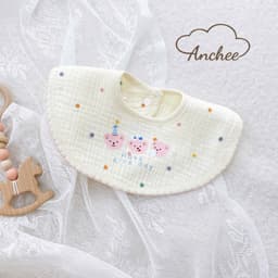 Yếm họa tiết Hàn cao cấp họa tiết in nhiệt, dáng cổ tròn, hoa, vuông đáng yêu chất liệu muslin 7