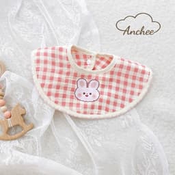 Yếm họa tiết Hàn cao cấp họa tiết in nhiệt, dáng cổ tròn, hoa, vuông đáng yêu chất liệu muslin 8