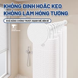 Ziinlife Rèm Nhà Tắm Chống Nước Chống Nấm Mốc Dày Dặn - Họa Tiết Vân Waffle Cao Cấp - Không Cần Đục Lỗ 4
