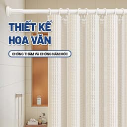Ziinlife Rèm Nhà Tắm Chống Nước Chống Nấm Mốc Dày Dặn - Họa Tiết Vân Waffle Cao Cấp - Không Cần Đục Lỗ 9