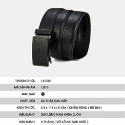 [4-25/9 TẶNG QUÀ TRUNG THU 599K] Mặt Thắt Lưng Nam Rời LECOS LD15 Thắt Lưng Nam Da Bò Thật Da Bò Thật Tự Động Chống Gỉ 3