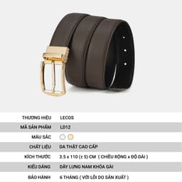 Thắt Lưng Nam LECOS LD12 Da Thật May Viền Chống Bong Tróc Gãy Gập 2