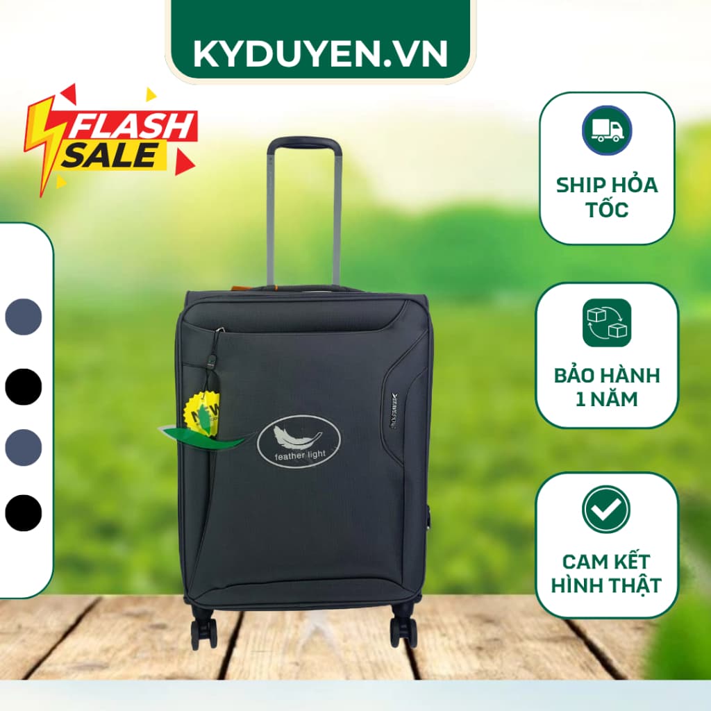Vali Vải Du Lịch "Feather Light" LEAVES KING 2305 Size 22 Siêu Nhẹ, Bánh Kép Xoay 360 Độ, Chống Thấm