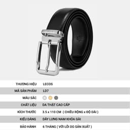 Thắt Lưng Nam LECOS LD7 Da Thật May Viền Chống Bong Tróc Gãy Gập 3