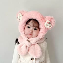 Mũ Khăn Choàng Cho Bé Trai/Gái, Lông Cừu Dày Dặn Hình Thú Cưng Kèm Charm Ngộ Nghĩnh (1-8 Tuổi) 4