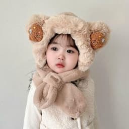 Mũ Khăn Choàng Cho Bé Trai/Gái, Lông Cừu Dày Dặn Hình Thú Cưng Kèm Charm Ngộ Nghĩnh (1-8 Tuổi) 2
