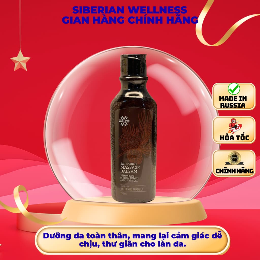 Dầu Massage Siberian Wellness Massage Balsam, Hỗ trợ Chăm sóc và dưỡng da toàn thân, chai 250ml