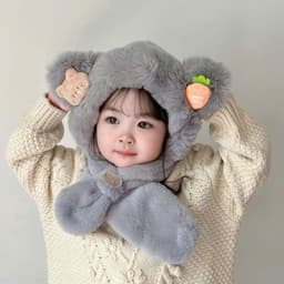 Mũ Khăn Choàng Cho Bé Trai/Gái, Lông Cừu Dày Dặn Hình Thú Cưng Kèm Charm Ngộ Nghĩnh (1-8 Tuổi) 7