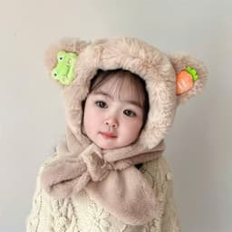 Mũ Khăn Choàng Cho Bé Trai/Gái, Lông Cừu Dày Dặn Hình Thú Cưng Kèm Charm Ngộ Nghĩnh (1-8 Tuổi) 6