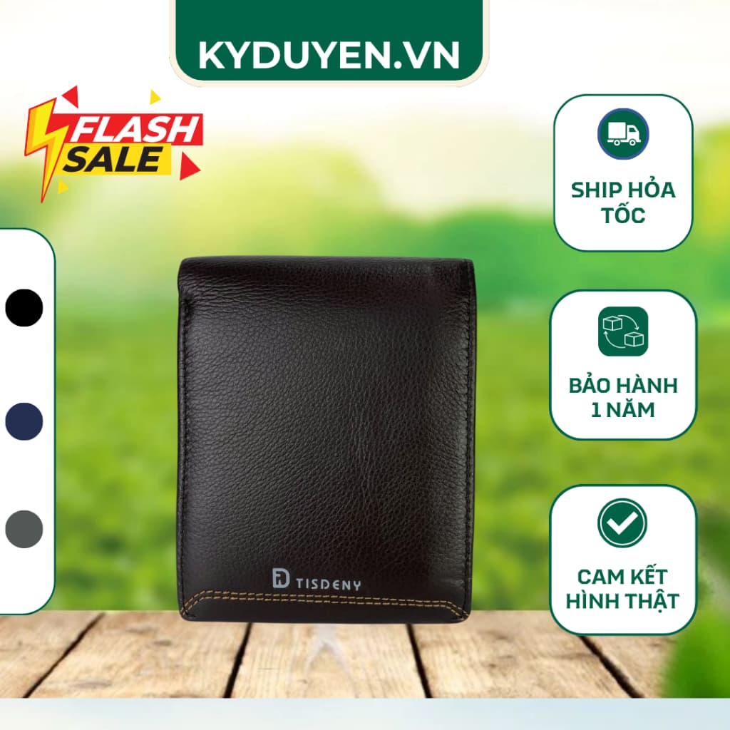 Ví Da Nam TISDENY Cao Cấp Màu Nâu Tặng kèm họp sang trọng [vd15]