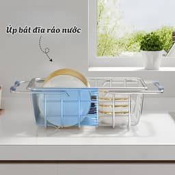 Rổ Gác Bồn Rửa Bát TADI Chất Liệu Inox 304, Rổ Rửa Rau, Giá Úp Bát Gác Bồn Rửa Kéo Dài Thu Gọn Tiện Lợi 7