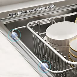 Rổ Gác Bồn Rửa Bát TADI Chất Liệu Inox 304, Rổ Rửa Rau, Giá Úp Bát Gác Bồn Rửa Kéo Dài Thu Gọn Tiện Lợi 6