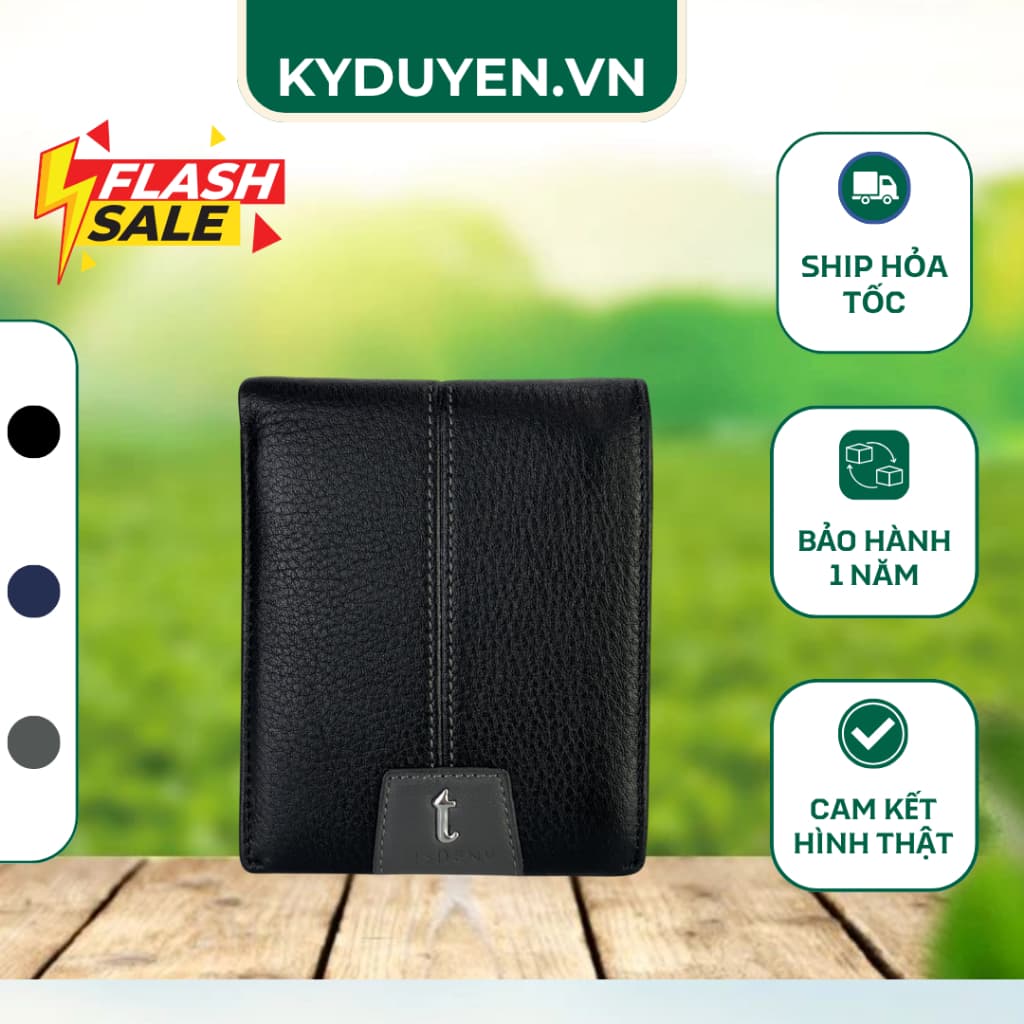 Ví Da Nam TISDENY Cao Cấp Màu Đen, Da Vân Sần, Kèm Hộp Quà Tặng Sang Trọng[ vd16]
