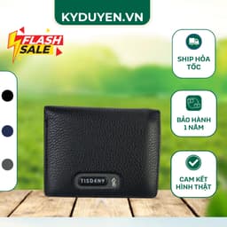Ví Da Nam TISDENY Cao Cấp Màu Đen, Ví Ngang Thời Trang Logo Nổi Kèm Hộp Quà Tặng Sang Trọng 1