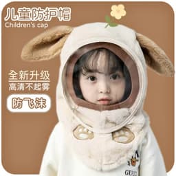 Mũ Len Trùm Đầu Loại Dầy Có Kính Gió Chống Bụi Bảo Vệ Cho Bé Từ 3 Tuổi 6