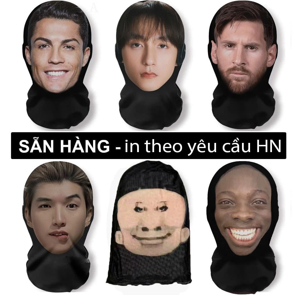 Mũ trùm đầu hình người nổi tiếng ronaldo messi  ĐÌNH BẮC sơn tùng Hiếu thứ 2  J97 SPEED mặt nạ Cosplay ronaldo