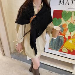 Khăn Choàng Tam Giác 2in1 vừa là khăn , áo choàng chất Len thừng cashmere phong cách Hàn Quốc 3