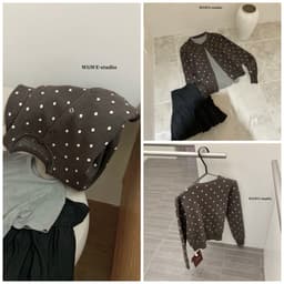 𝑨𝒏𝒏 𝑺𝒕𝒖𝒅𝒊𝒐  𝐖𝐆𝐖𝐄] Áo Len Cardigan Chấm Bi WG.WE 7430, Áo Cardigan Nữ Dài Tay Cổ Tròn Len Dệt Kim Dày Dặn 5