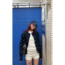 𝑨𝒏𝒏 𝑺𝒕𝒖𝒅𝒊𝒐  𝐖𝐆𝐖𝐄] Áo Len Cardigan Chấm Bi WG.WE 7430, Áo Cardigan Nữ Dài Tay Cổ Tròn Len Dệt Kim Dày Dặn 7