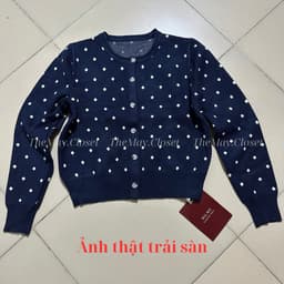 𝑨𝒏𝒏 𝑺𝒕𝒖𝒅𝒊𝒐  𝐖𝐆𝐖𝐄] Áo Len Cardigan Chấm Bi WG.WE 7430, Áo Cardigan Nữ Dài Tay Cổ Tròn Len Dệt Kim Dày Dặn 9