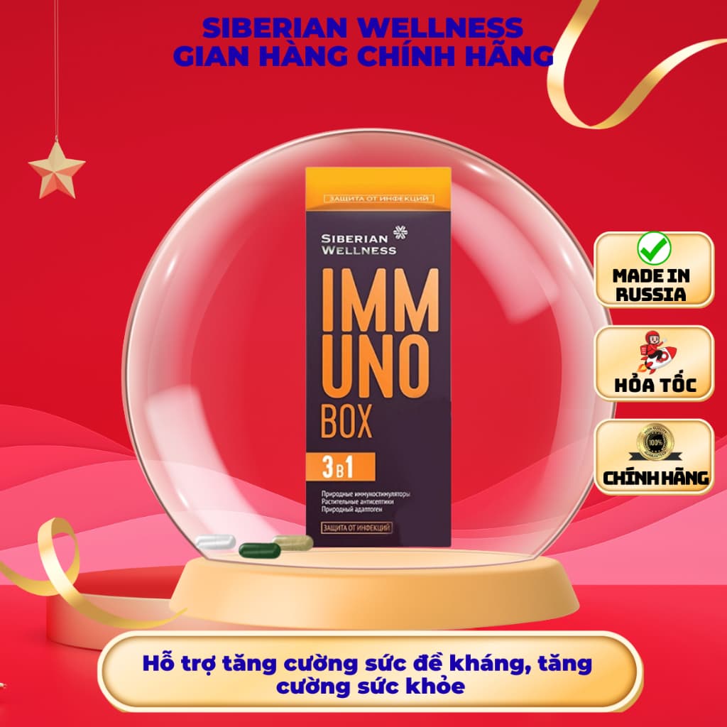 Thực phẩm Siberian Wellness Immuno Box, Hỗ trợ tăng cường sức đề kháng khỏe mạnh, Hộp 30 túi