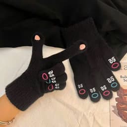 Găng Tay Hở Ngón Mặt Cười Cute Hài Hước Chất Len Ấm Áp Tiện Lợi Cho Mùa Đông 2