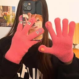 Găng Tay Hở Ngón Mặt Cười Cute Hài Hước Chất Len Ấm Áp Tiện Lợi Cho Mùa Đông 3