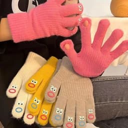 Găng Tay Hở Ngón Mặt Cười Cute Hài Hước Chất Len Ấm Áp Tiện Lợi Cho Mùa Đông 8