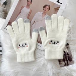 Găng tay mùa đông cho nữ hình mặt gấu cười dễ thương, giữ ẫm tay mang lại sự thoải mái, dễ chịu 5